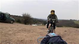 Joe at Crowcombe Park Gate on the Quantock Hills, 31.4 miles into the ride